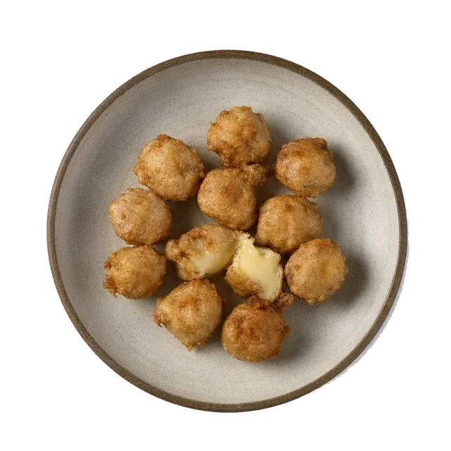 Sciatt valtellinesi on stoneware bowl with Beer, Buckwheat Flour, Butter