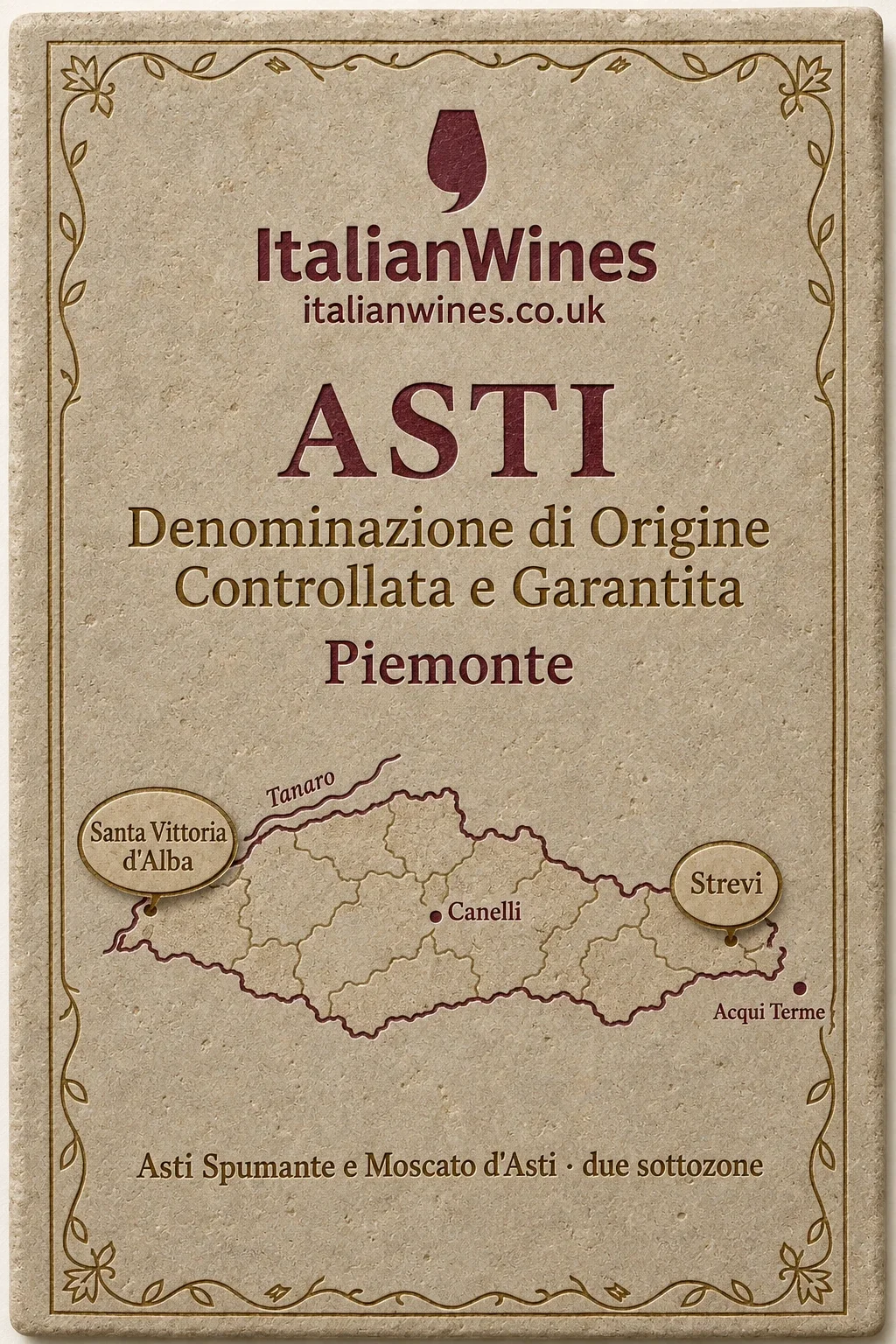 Asti DOCG sub-zone boundary tile