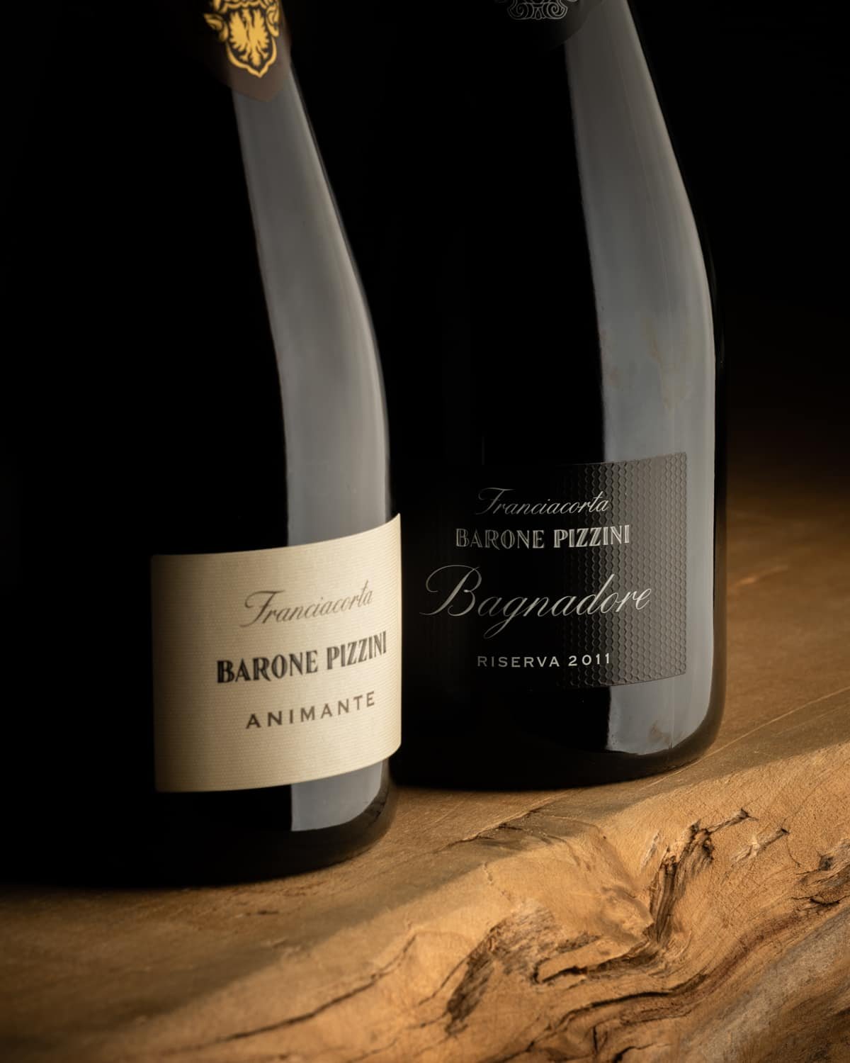 Bottles of Barone Pizzini Animante and Bagnadore Franciacorta
