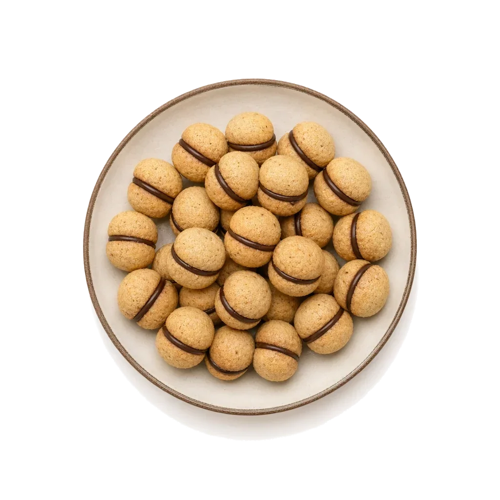 Baci di Dama on stoneware bowl with Almond, Almond Flour, Butter