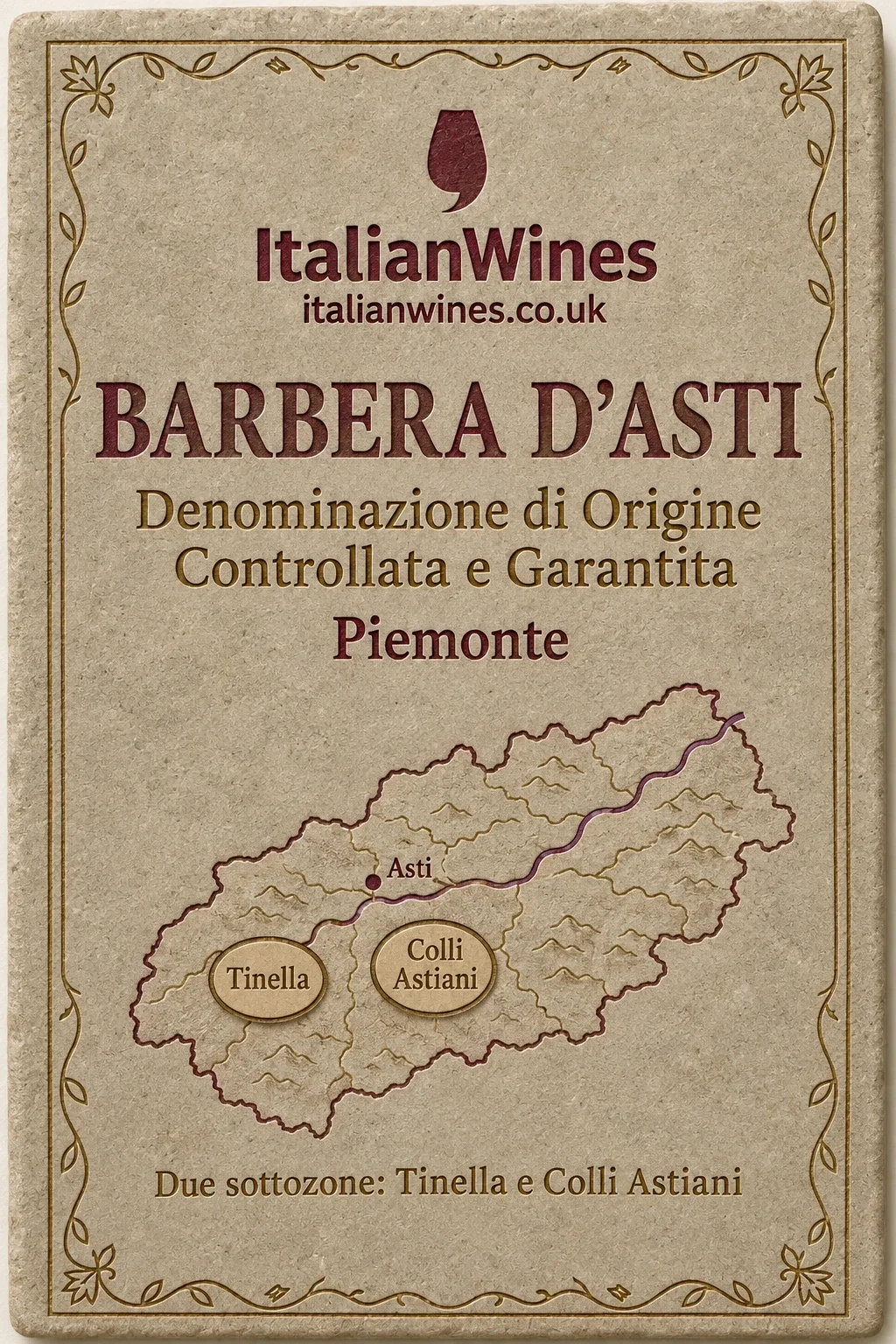 Barbera d'Asti DOCG sub-zone boundary tile