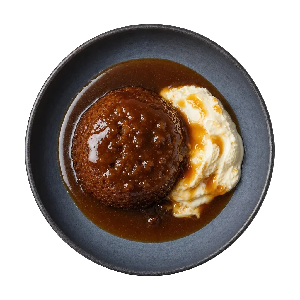 Sticky Toffee Pudding, plated