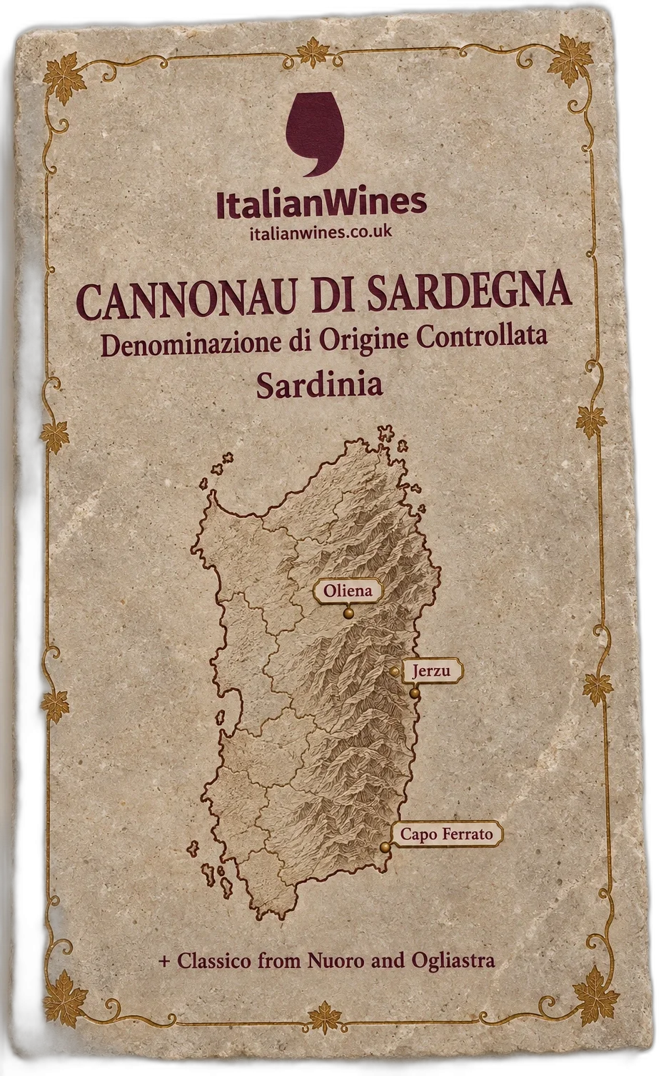 Cannonau di Sardegna DOC sub-zone boundary tile