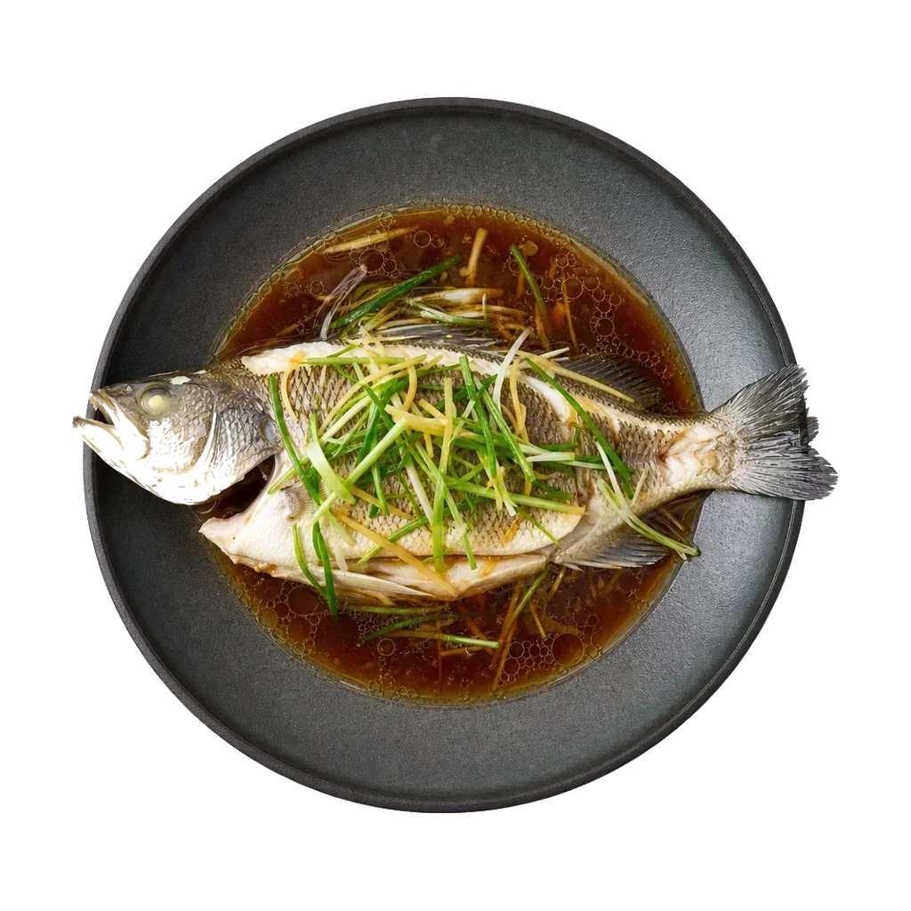 Steamed sea bass