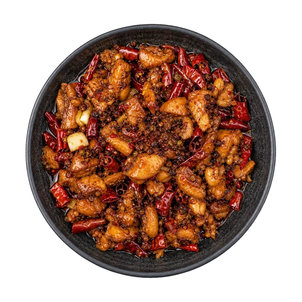 Szechuan chicken, plated