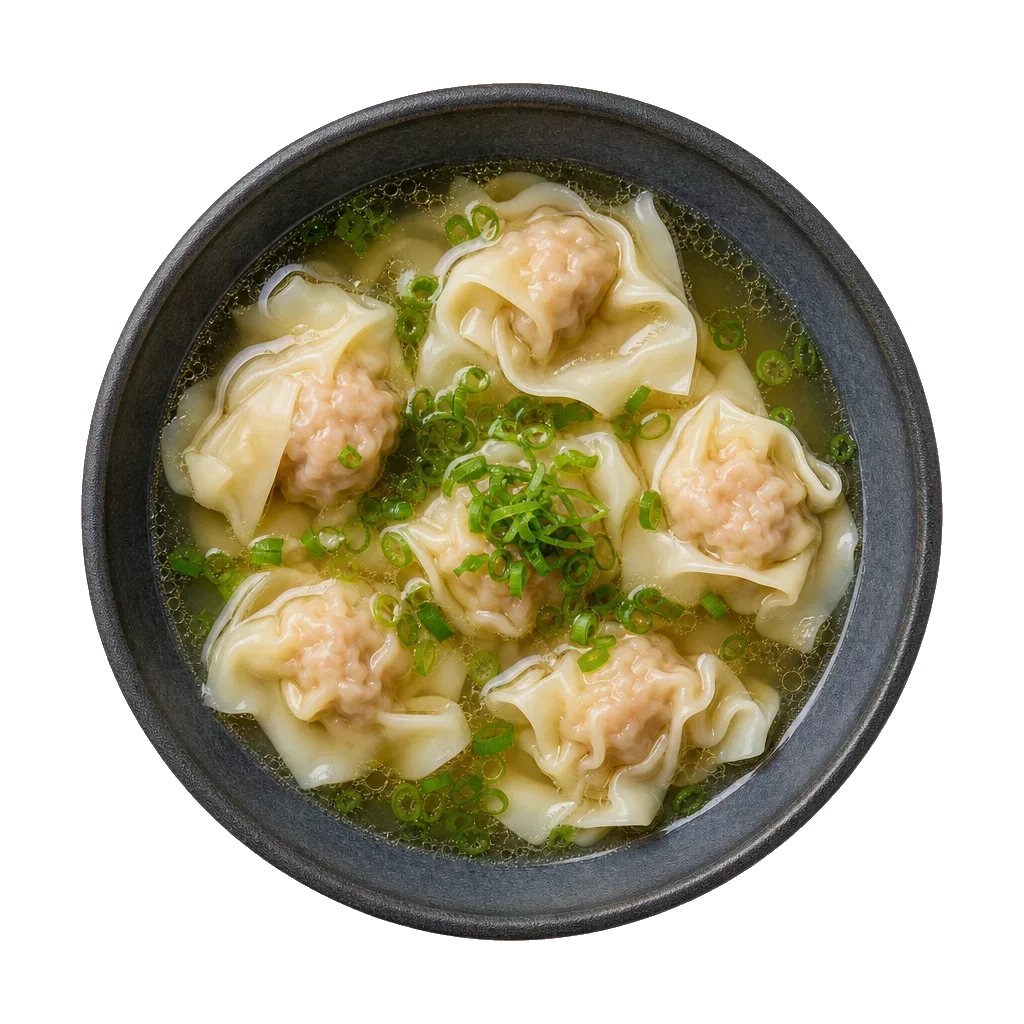 Wonton soup, plated