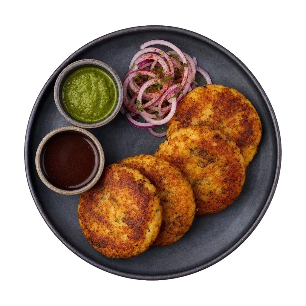 Aloo tikki, plated