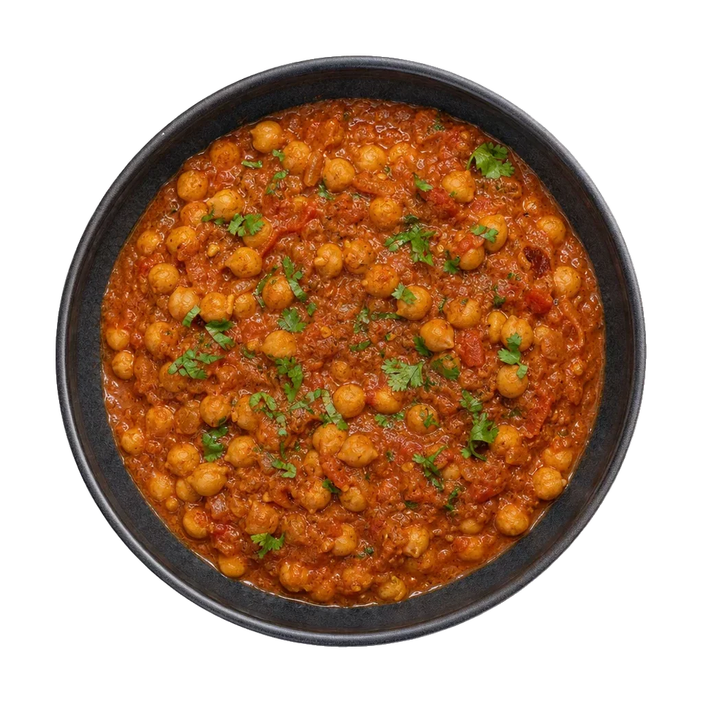 Chana masala, plated