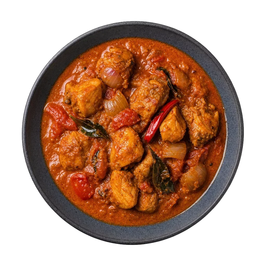 Chicken madras, plated