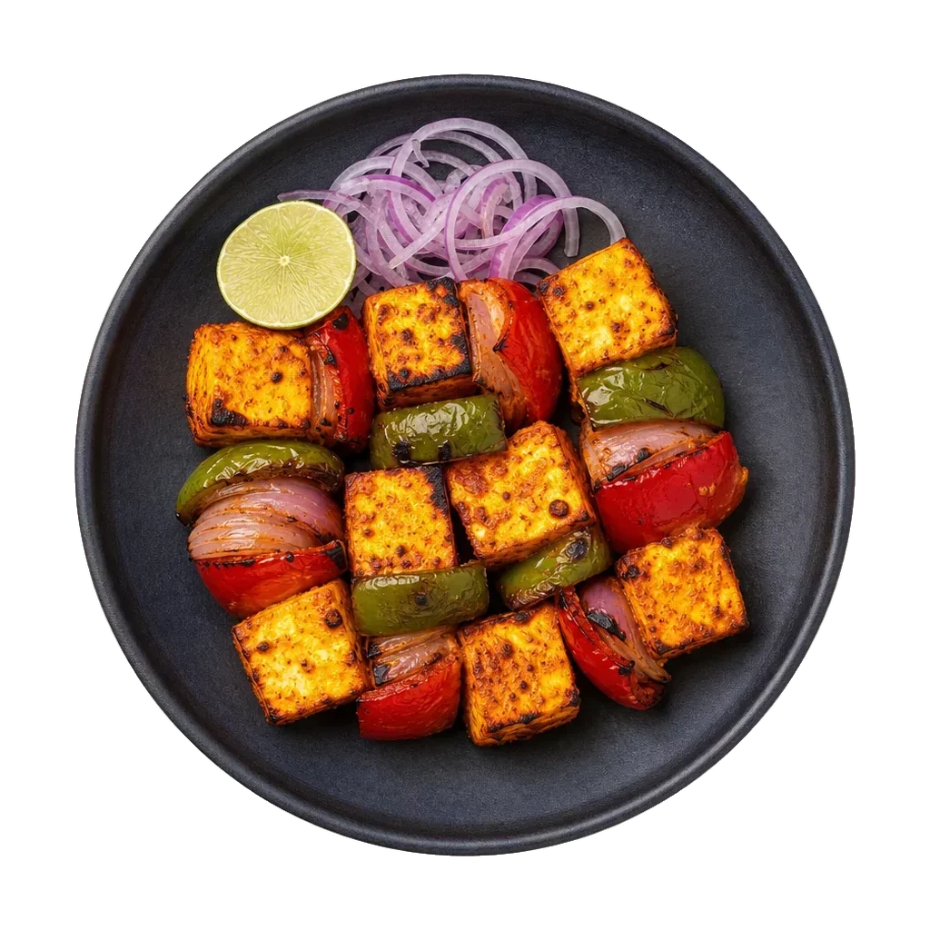 Paneer tikka, plated