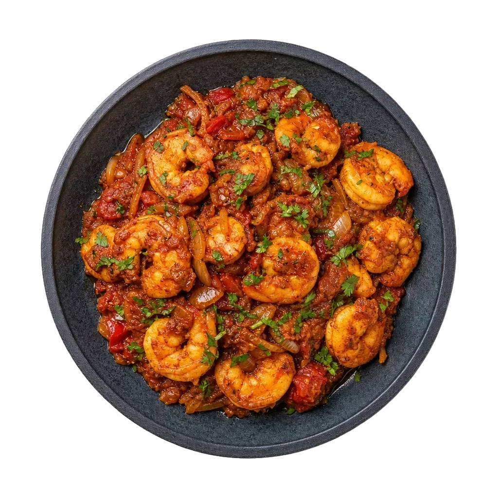 Prawn masala, plated