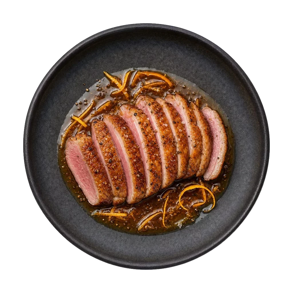 Duck breast, plated