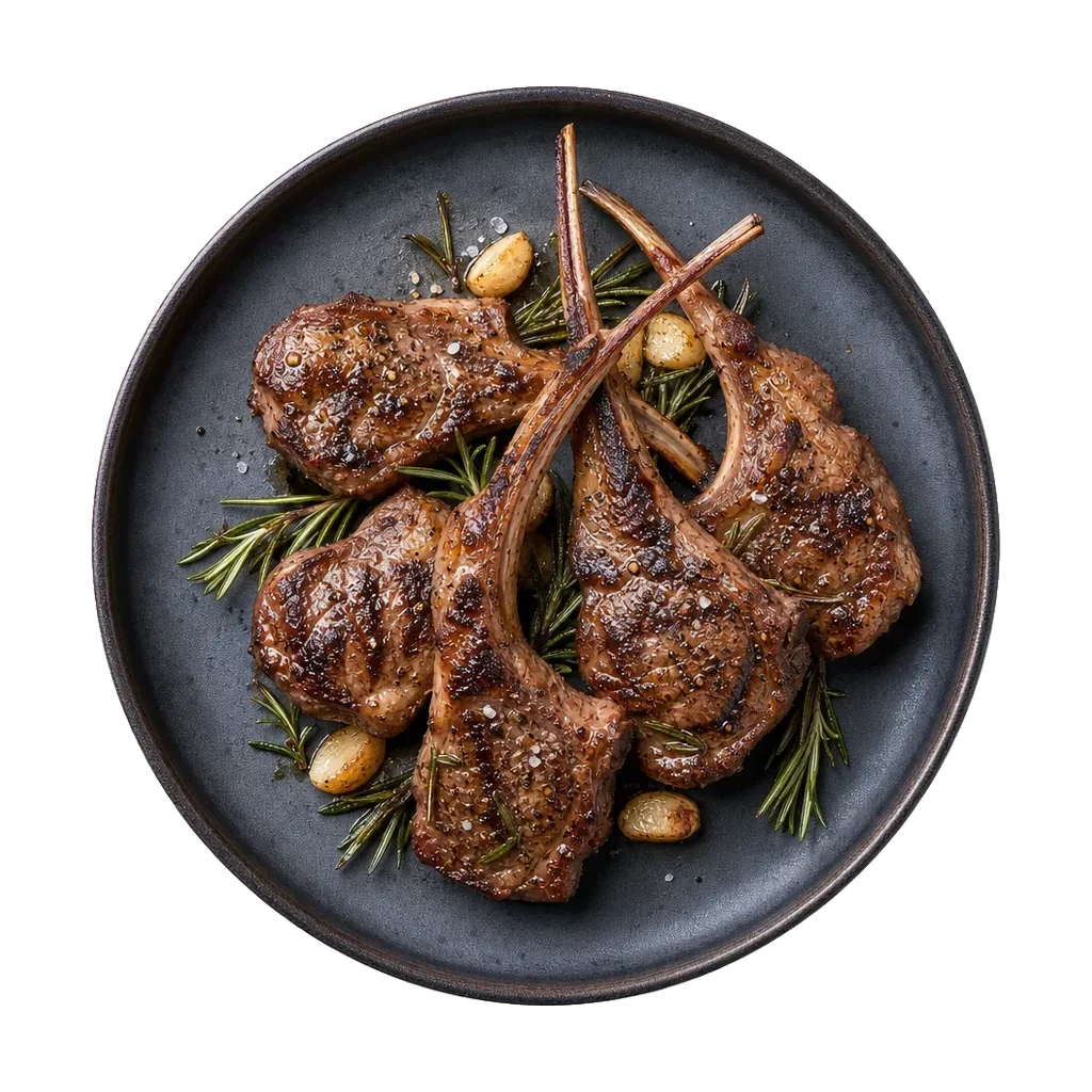 Lamb chops, plated