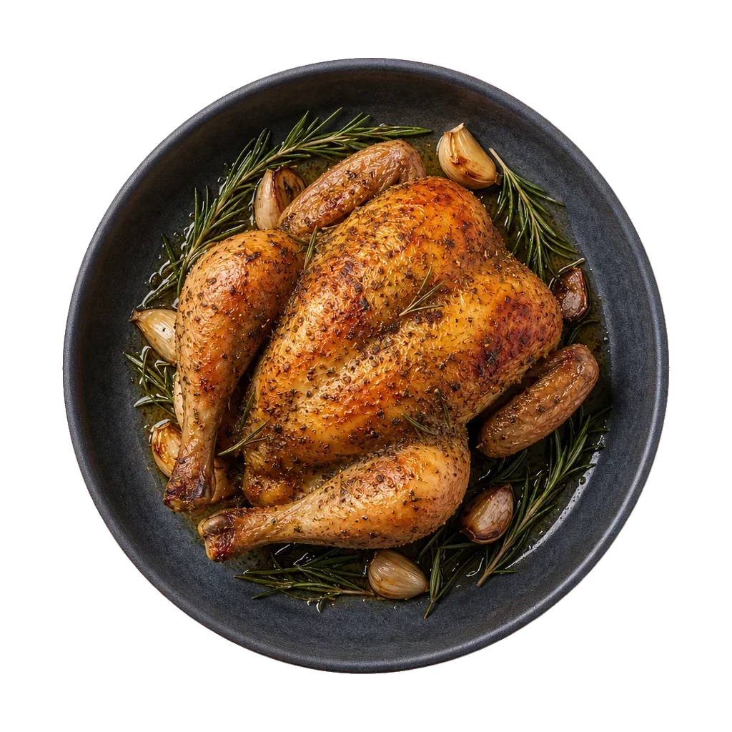 Roast chicken, plated