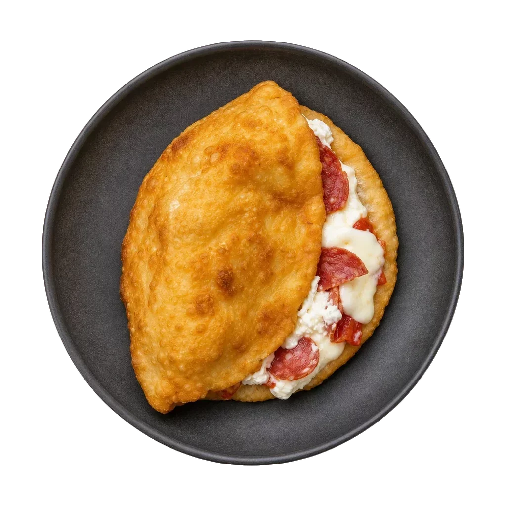 Pizza Fritta, plated