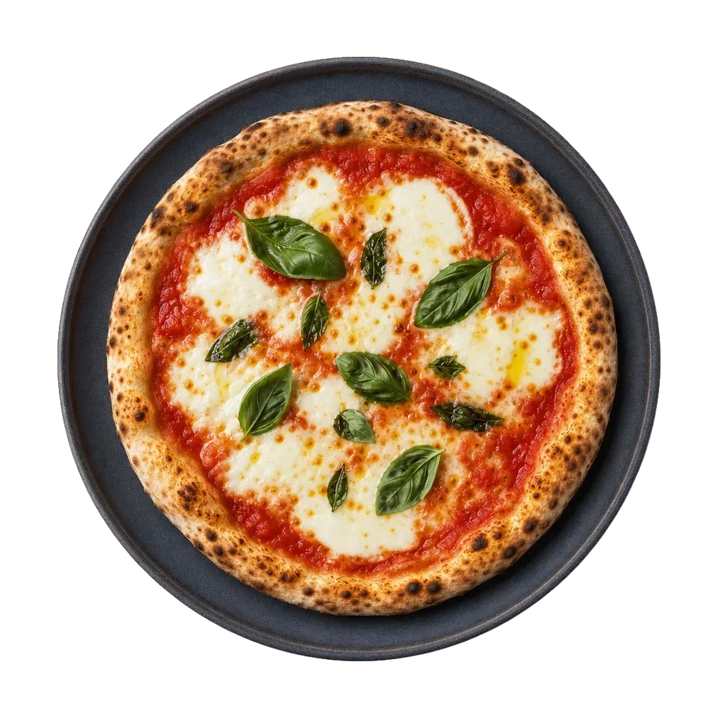Pizza Margherita, plated
