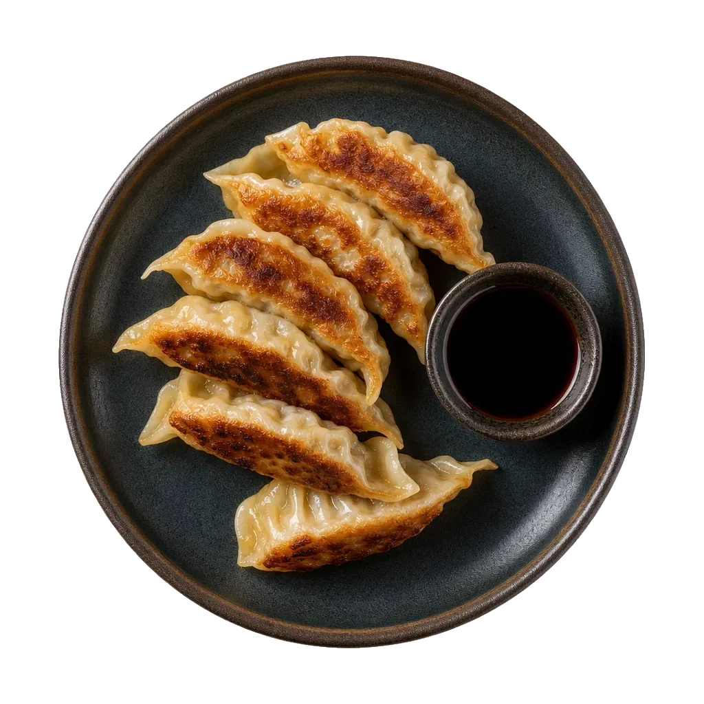 Gyoza, plated