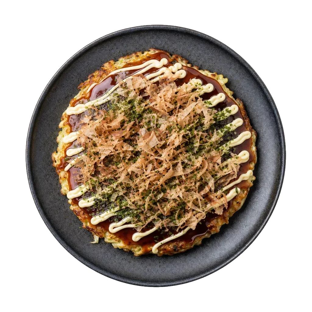 Okonomiyaki, plated