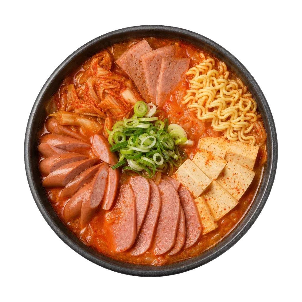 Budae jjigae, plated