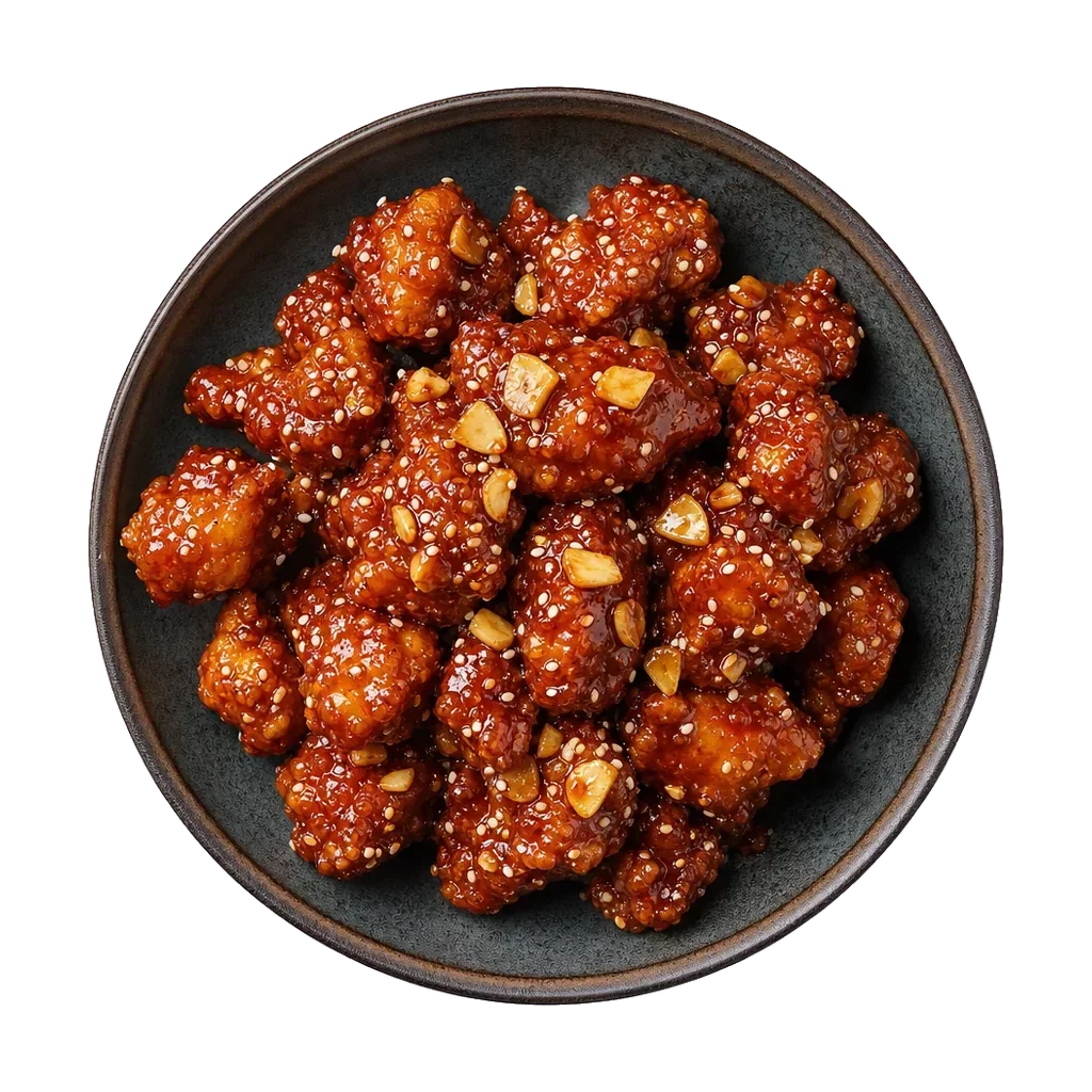Korean fried chicken, plated