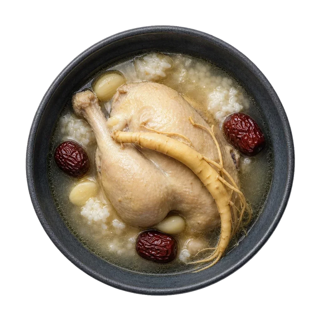 Samgyetang, plated