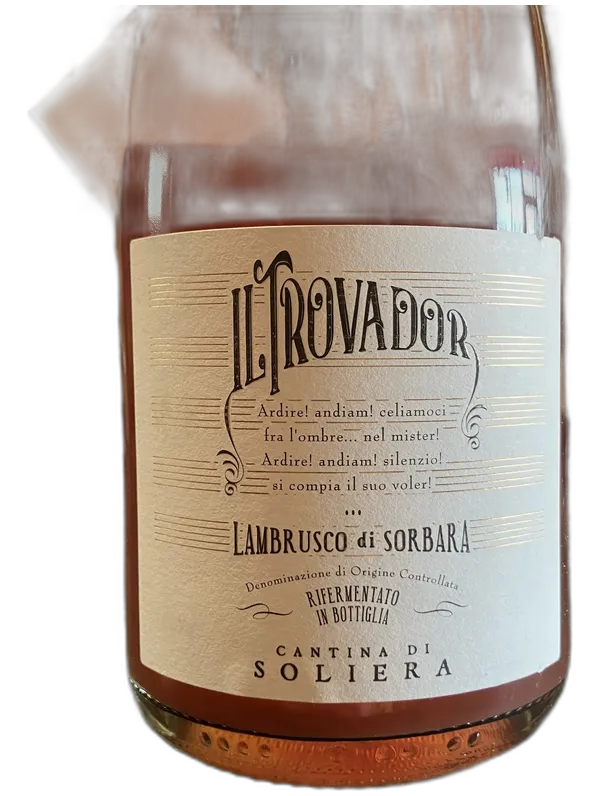 Lambrusco di Sorbara Cantina di Il Trovador Metodo Ancestrale Soliera