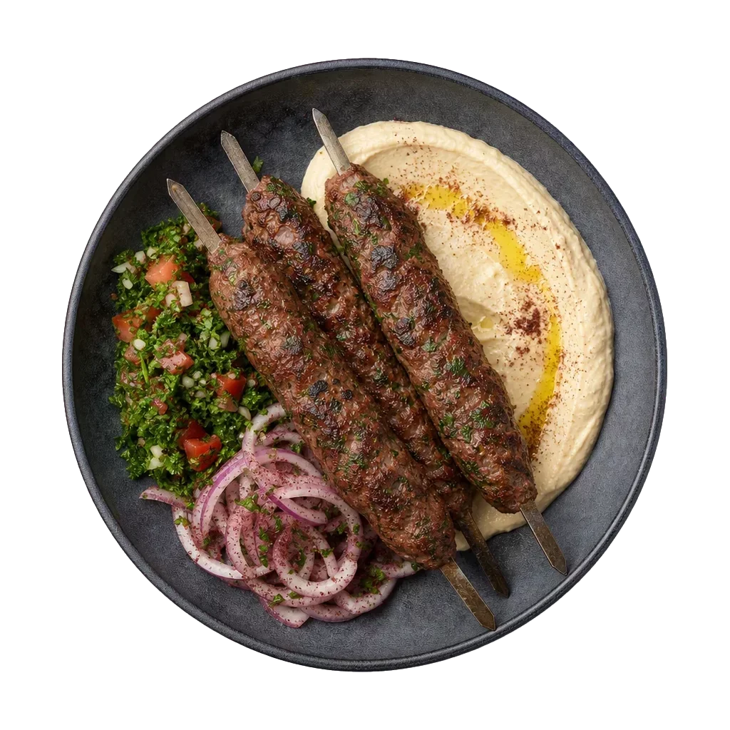 Kafta Kebab, plated