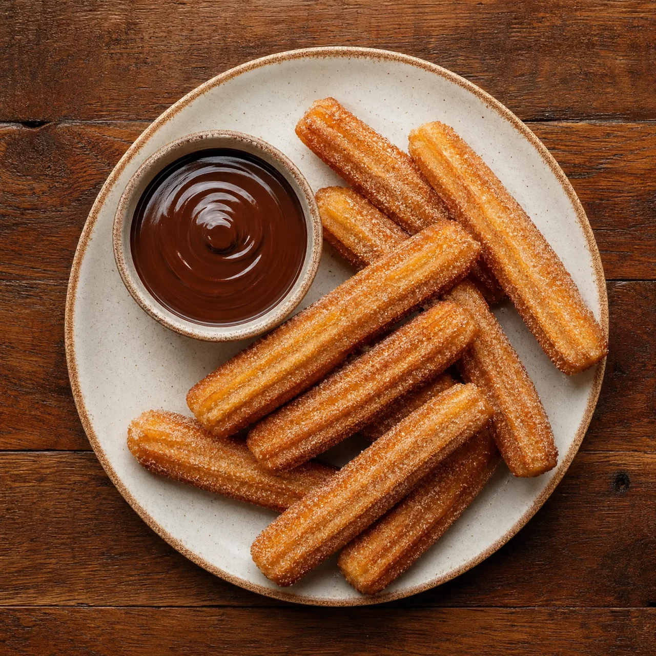 Mexican Desserts image with Churros on a ceramic plate