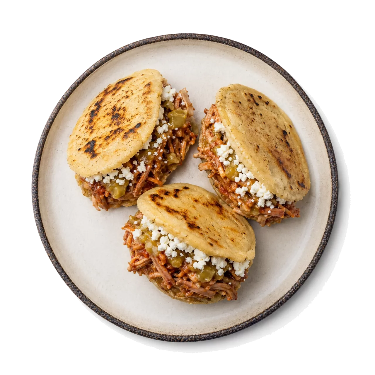 Gorditas plated with corn, corn tortilla, pork