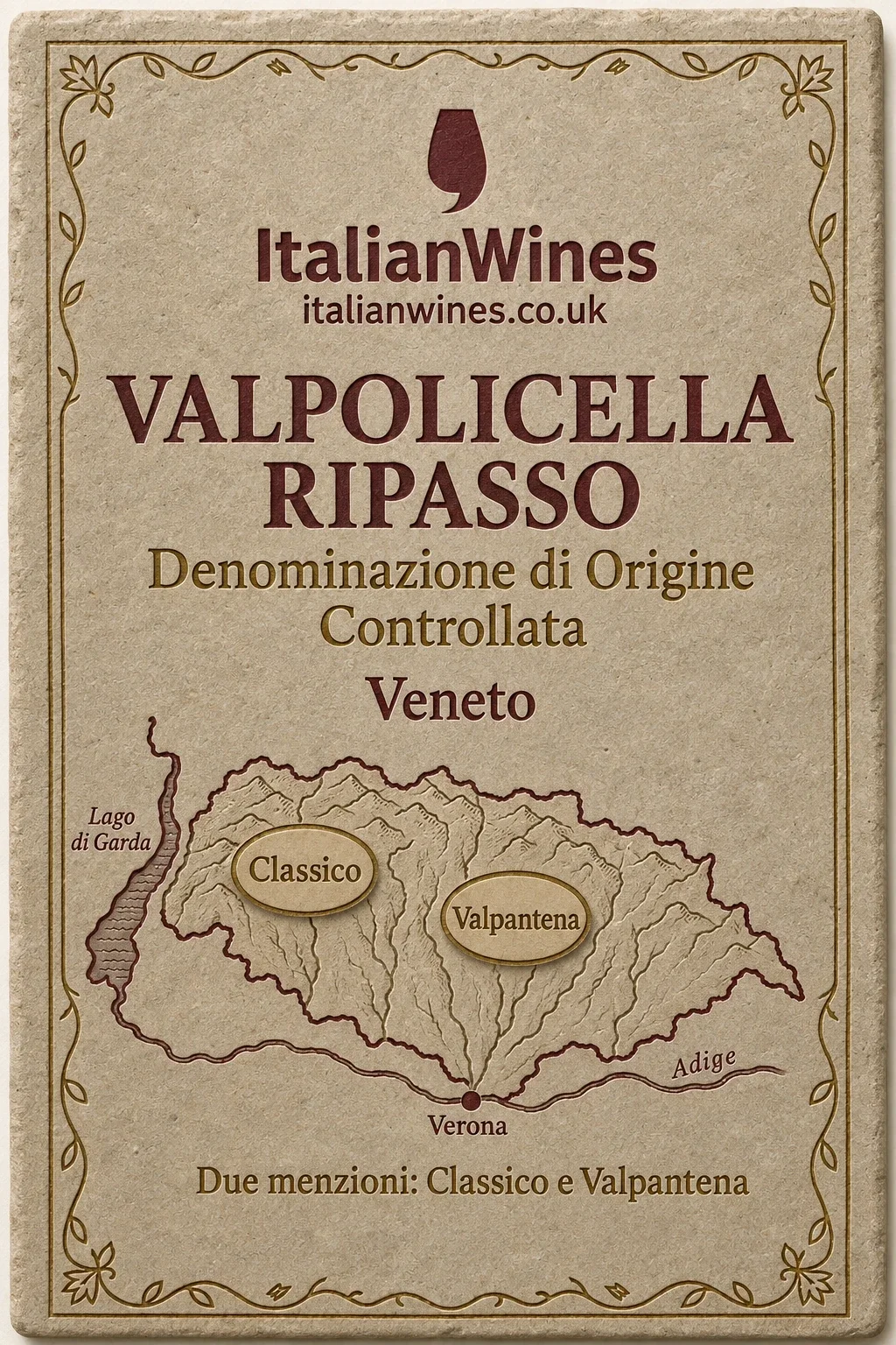 Valpolicella Ripasso DOC sub-zone boundary tile