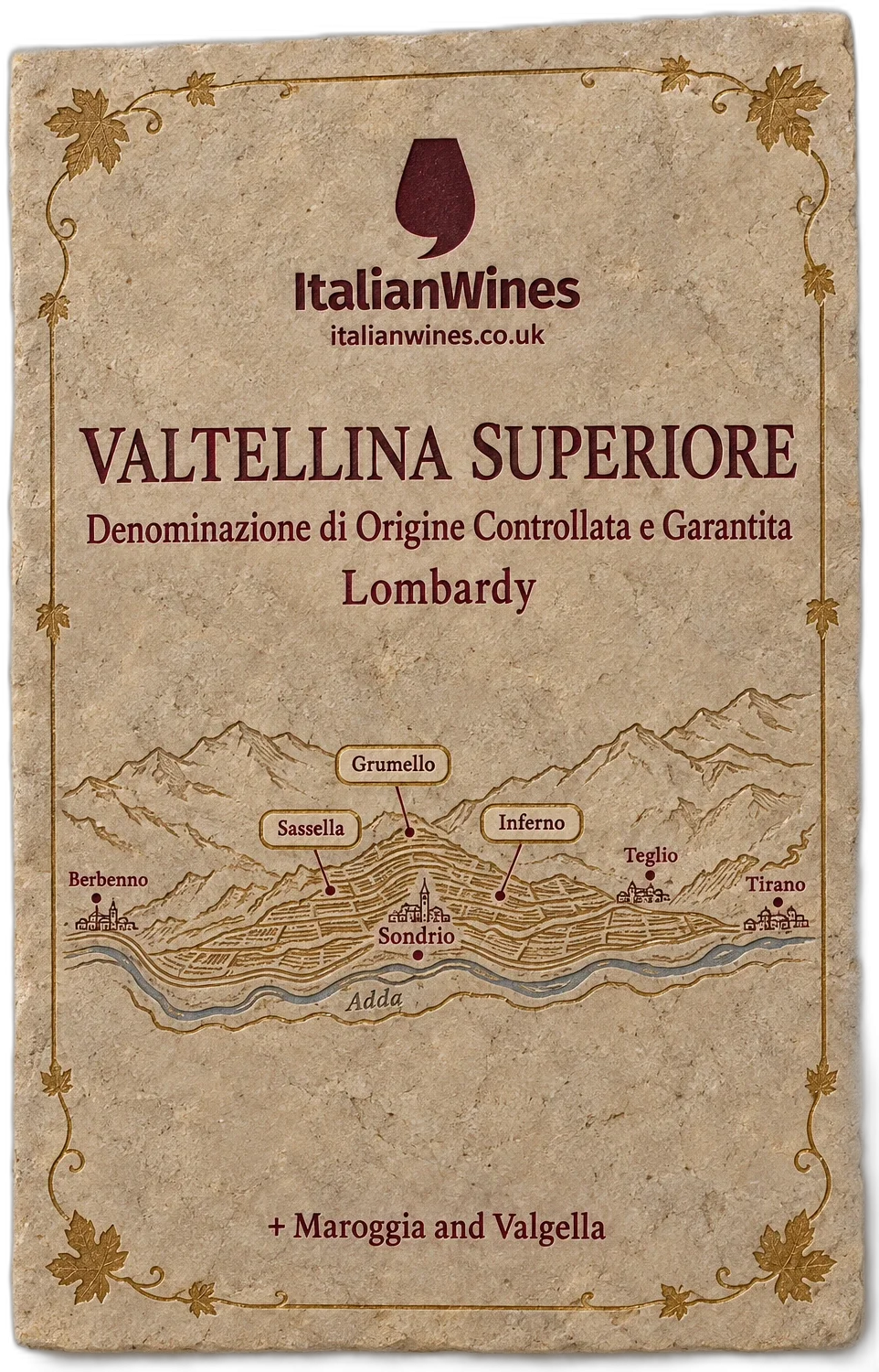 Valtellina Superiore DOCG sub-zone boundary tile